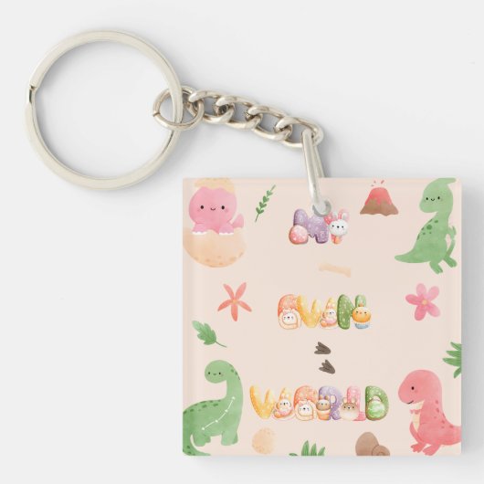 Acrylsleutelhanger | Cute Dinosaur World Sleutelhanger (Voorkant)