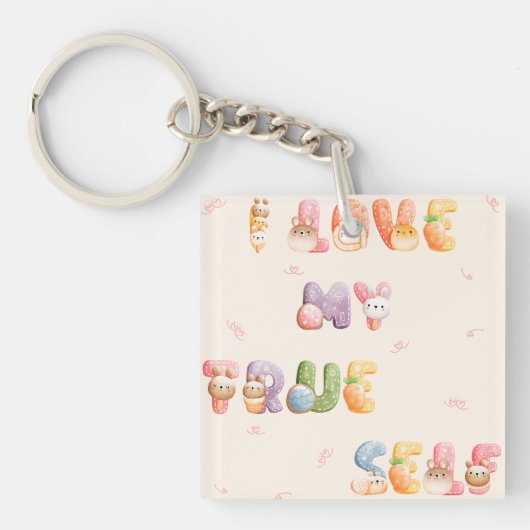 Acrylsleutelhanger | "Ik hou van mijn ware zelf" Sleutelhanger (Voorkant)
