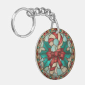 Acrylsleutelhanger Kerst Kerststok ontwerp Sleutelhanger (Voorkant Links)