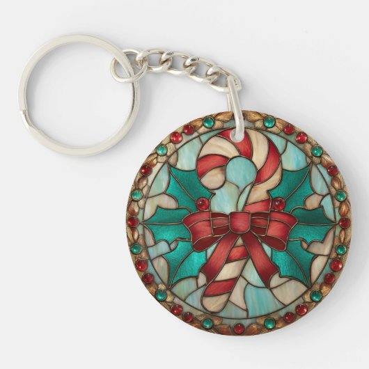 Acrylsleutelhanger Kerst Kerststok ontwerp Sleutelhanger (Voorkant)