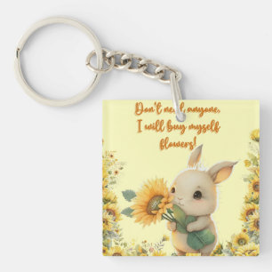 Acrylsleutelhanger   Knuffelkonijn met zonnebloem Sleutelhanger