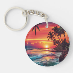 Acrylsleutelhanger met prachtige strandzonsonderga sleutelhanger