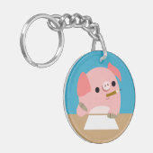 AcrylSleutelhanger voor Cartoon Varkens "Schrijver Sleutelhanger (Voorkant Links)