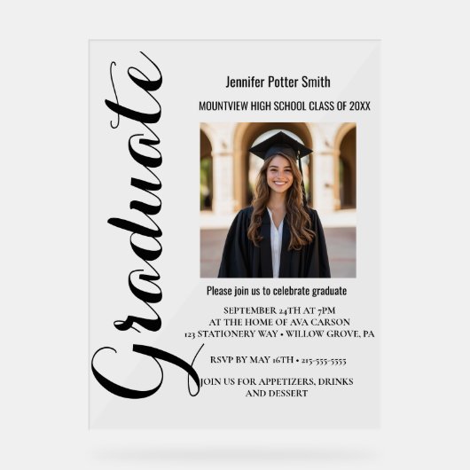 acrylteken afstuderen acryl bord (Voorkant)