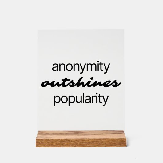 Acrylteken anonimiteit acryl bord (Voorkant)
