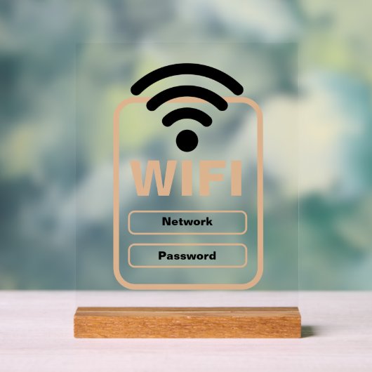 Acrylteken WiFi Netwerk & Wachtwoord Display Stand (Neutraal)
