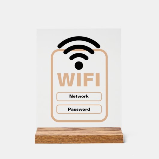 Acrylteken WiFi Netwerk & Wachtwoord Display Stand (Voorkant)