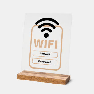Acrylteken WiFi Netwerk & Wachtwoord Display Stand