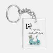 Acryltoetsenbord - Frans Scooter Life is een reis Sleutelhanger (Voorkant Links)