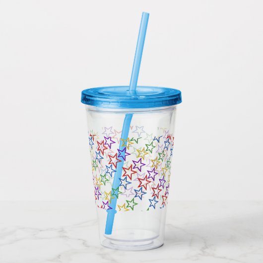 Acryltrommel - gekleurde sterren acryl drinkbeker (Achterkant)