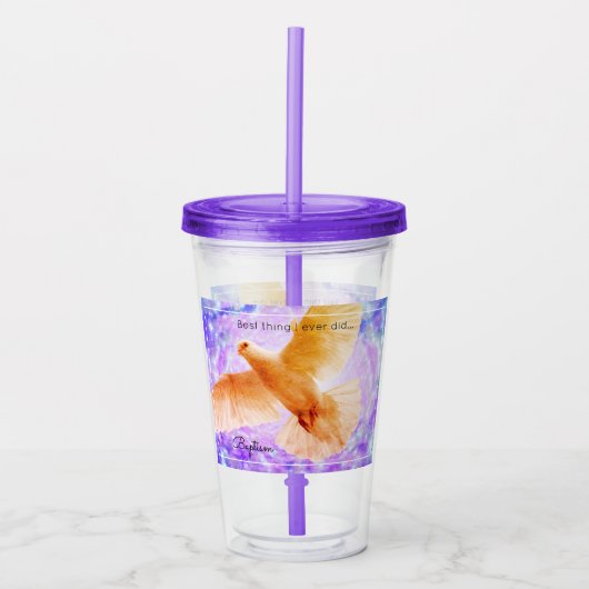 Acryltumbler Baptisme Dove Acryl Drinkbeker (Voorkant)
