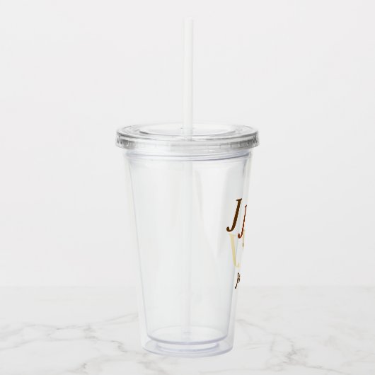 Acryltumbler - Gestapte Initialen, naam in browsen Acryl Drinkbeker (Rechts)