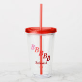 Acryltumbler - Initialen met schuin, naam in korre Acryl Drinkbeker (Voorkant)