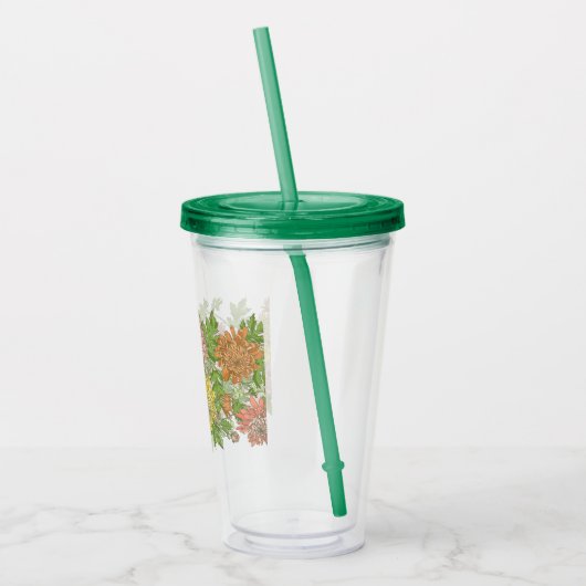Acryltumbler met een bloemrand acryl drinkbeker (Links)