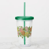 Acryltumbler met een bloemrand acryl drinkbeker (Voorkant)
