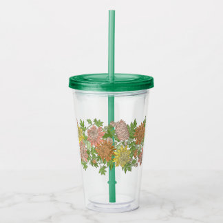 Acryltumbler met een bloemrand acryl drinkbeker