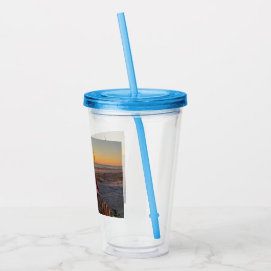 Acryltumbler met feestelijke strandfoto acryl drinkbeker (Links)