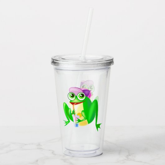 Acryltumbler met Happy Frog - Fun Acryl Drinkbeker (Achterkant)