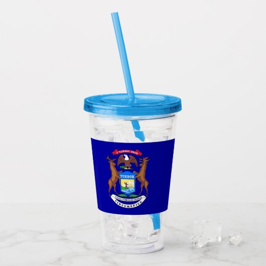 Acryltumbler met vlag van Michigan Acryl Drinkbeker (Voorkant ijs)