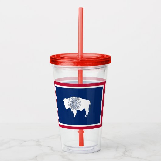 Acryltumbler met vlag van Wyoming State Acryl Drinkbeker (Voorkant)