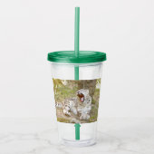 acryltumbler sneeuwluipkat en monogram. acryl drinkbeker (Voorkant)