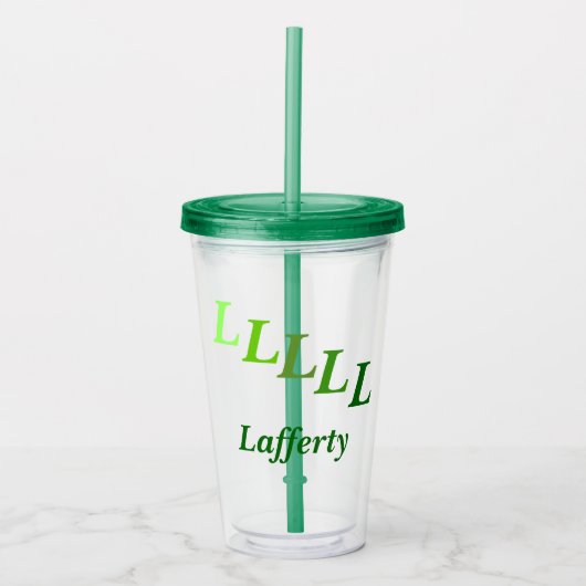 Acryltumbler - Stepped Initialen, naam in de groen Acryl Drinkbeker (Voorkant)
