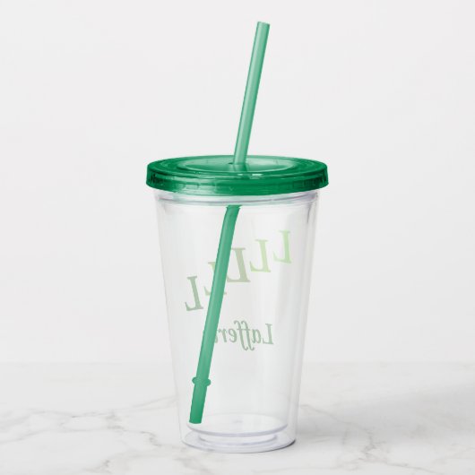 Acryltumbler - Stepped Initialen, naam in de groen Acryl Drinkbeker (Achterkant)