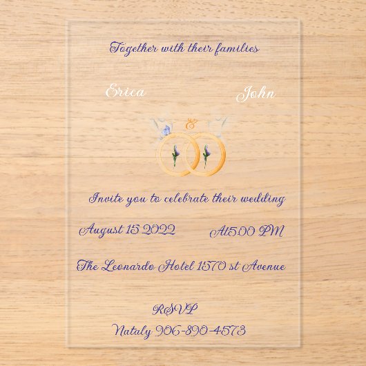 Acryluitnodiging Acryl Uitnodigingen (Voorkant)