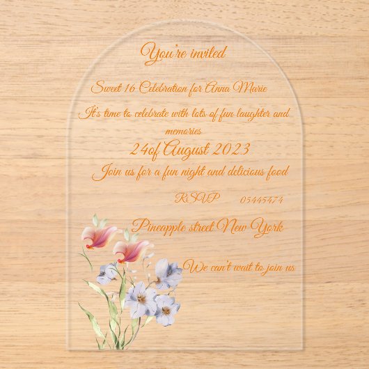 Acryluitnodiging Acryl Uitnodigingen (Voorkant)