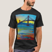 Acrylverf, San Francisco Bay Bridge, Sunset T-shirt (Voorkant)