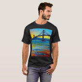 Acrylverf, San Francisco Bay Bridge, Sunset T-shirt (Voorkant volledig)