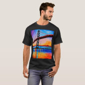 Acrylverf, San Francisco Bay Bridge, Sunset T-shirt (Voorkant volledig)