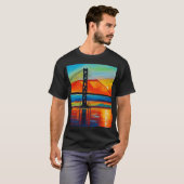 Acrylverf, San Francisco Bay Bridge, Sunset T-shirt (Voorkant volledig)