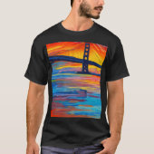 Acrylverf, San Francisco Bay Bridge, Sunset T-shirt (Voorkant)