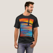 Acrylverf, San Francisco Bay Bridge, Sunset T-shirt (Voorkant volledig)
