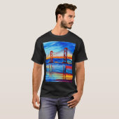 Acrylverf, San Francisco Bay Bridge, Sunset T-shirt (Voorkant volledig)