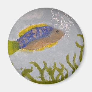 Acrylverf van vis met belletjes magnet