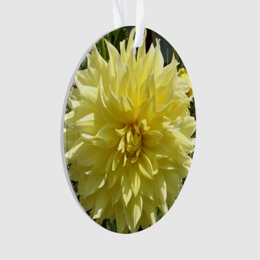 Acrylversiering met gele mahlia ornament (voorkant)