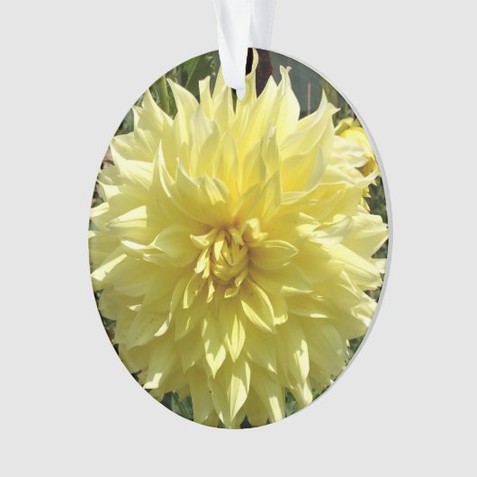 Acrylversiering met gele mahlia ornament (voorkant)