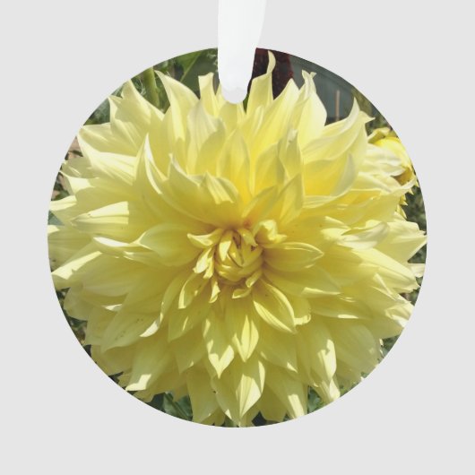 Acrylversiering met gele mahlia ornament (voorkant)