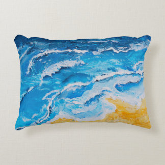 Acrylvezel en zgn. strandschilderwerk op trekstand accent kussen