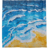 Acrylvezel en zgn. strandschilderwerk op trekstand douchegordijn (Voorkant)