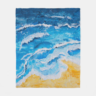 Acrylvezel en zgn. strandschilderwerk op trekstand fleece deken