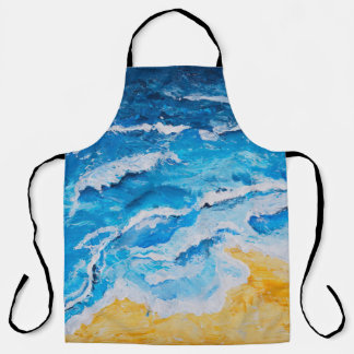 Acrylvezel en zgn. strandschilderwerk op trekstand schort