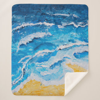 Acrylvezel en zgn. strandschilderwerk op trekstand sherpa deken