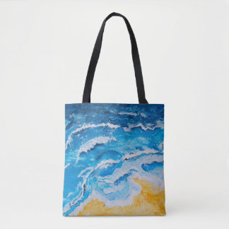 Acrylvezel en zgn. strandschilderwerk op trekstand tote bag