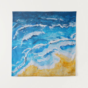 Acrylvezel en zgn. strandschilderwerk op trekstand wandkleed