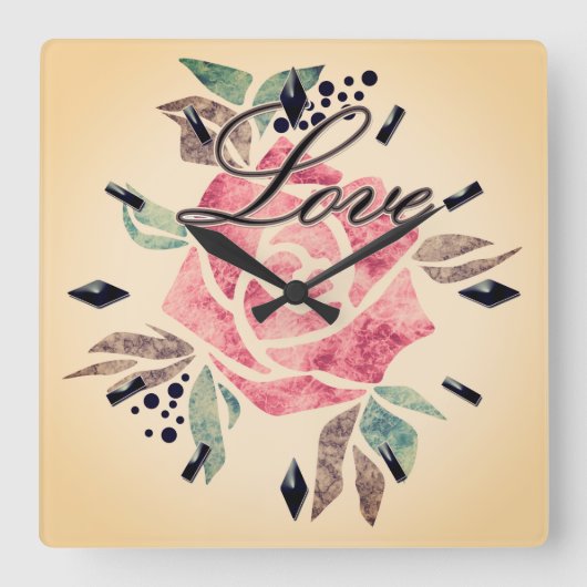 Acrylwand Klok Romantisch mozaïekgetextureerd roze (Voorkant)