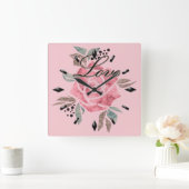 Acrylwand Klok Romantisch mozaïekgetextureerd roze (Huis)