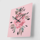 Acrylwand Klok Romantisch mozaïekgetextureerd roze (Hoek)